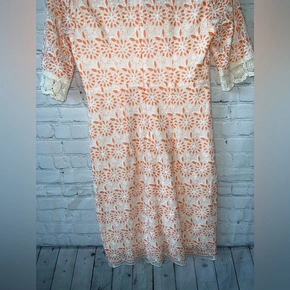 Chris Mclaughlin White & Orange floral short sleeve dress size 6 - Picture 11 of 11